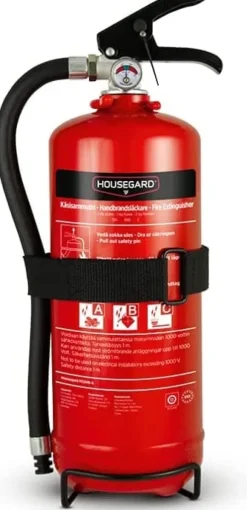 Housegard Brandsläckare, 2 kg pulver | Röd | Pulversläckare anpassad för fordon som personbilar, husbil och fritidsbåt. Kan även användas som kompleme | CDON