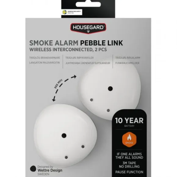 Housegard Pebble Link trådlös brandvarnare, 2 st.