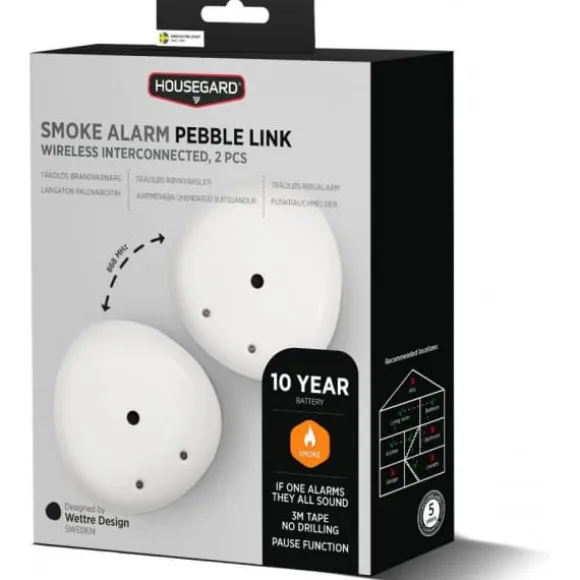 Housegard Pebble Link trådlös brandvarnare, 2 st.