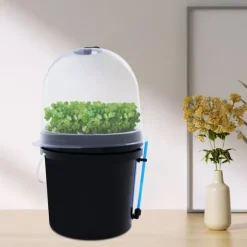 Hydroponisk klonare - Aeroponisk förökningslåda - 8 hål - 5 l - Dimteknik - Rund - PP/PVC - Svart