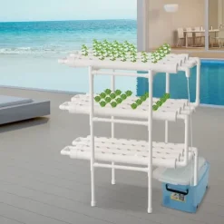 Hydroponiskt Grönsaksodlingskit, 3 Lager, 108 Växtplatser, PVC-material, Jordlös System, Kompakt Design