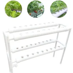 Hydroponiskt odlingskit - System med 36 hål - Två lager - Håldiameter 32 mm - Pump 220V/50Hz - För balkong - Vattentank ingår ej - Ljusgrå