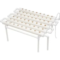 Hydroponiskt odlingskit - 6-rörssystem - 54 odlingsplatser - 1 nivå - PVC - Komplett set - Vit