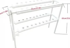 Hydroponiskt Odlingskit - Hydroponiskt Odlingssystem - 2 Nivåer - 72 Växtplatser - Bevattningssystem - Vit