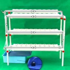 Hydroponiskt odlingskit - 3-lagers system - 90 odlingsplatser - Såbricka med lock - Röd