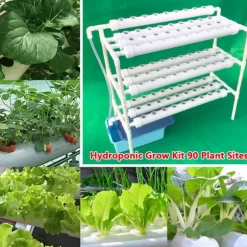 Hydroponiskt odlingskit - 3-lagers system - 90 odlingsplatser - Såbricka med lock - Röd