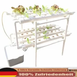 Hydroponiskt Odlingskit - Hydroponiskt System - PVC, 2 Nivåer, 72 Hål, För Sticklingar & Fröer, Inomhusodling - Vit