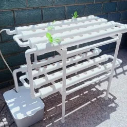 Hydroponiskt Odlingskit - Hydroponiskt System - PVC, 2 Nivåer, 72 Hål, För Sticklingar & Fröer, Inomhusodling - Vit