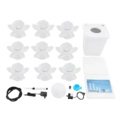 Hydroponiskt odlingskit - Vertikalt odlingstorn - 45 odlingshål - 9 nivåer - Inomhus - Vattenpump - Vattennivåmätare - EU-kontakt - Vit