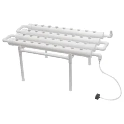 Hydroponiskt odlingskit - Hydroponiskt system - 4 rör - 36 odlingshål - En nivå - För grönsaker, örter, blommor - Vit