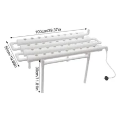 Hydroponiskt odlingskit - Hydroponiskt system - 4 rör - 36 odlingshål - En nivå - För grönsaker, örter, blommor - Vit