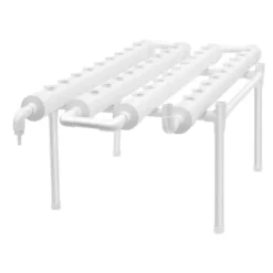 Hydroponiskt odlingskit - Hydroponiskt system - 4 rör - 36 odlingshål - En nivå - För grönsaker, örter, blommor - Vit