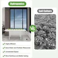 Hydroponiskt odlingskit - 1-Lagers System - 36 Odlingsplatser - PVC-U - Håldiameter 3,2 cm - Rör Ø 6,3 cm - Vit