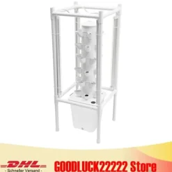 Hydroponiskt odlingskit - Plantskolekrukor - Vattenpump & slangadapter - Vattennivåmätare - Livsmedelsklassad PP - Platssparande design - Vit