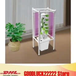 Hydroponiskt odlingskit - Plantskolekrukor - Vattenpump & slangadapter - Vattennivåmätare - Livsmedelsklassad PP - Platssparande design - Vit