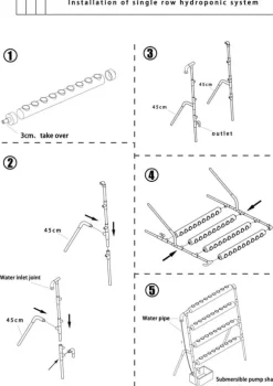 Hydroponiskt odlingskit - Rörsystem i PVC - Med 36 Odlingsplatser - Diameter 32 mm - Storlek 95×45×100 cm - Spänning 220 V/50 Hz - Utan Reservoar