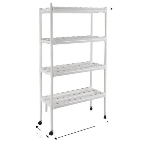 Hydroponiskt odlingskit, 4-våningssystem, kapacitet för 108 växter,Vit