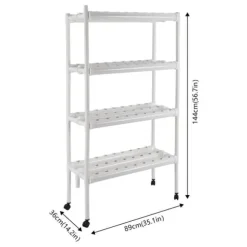 Hydroponiskt odlingskit, 4-våningssystem, kapacitet för 108 växter,Vit
