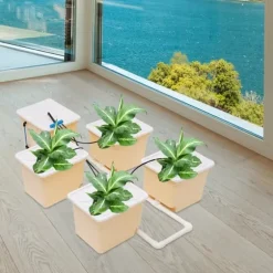 Hydroponiskt odlingssystem - 4-hinks droppbevattningskit inomhus - Varje hink 11 L - Pump 220–240 V/50 Hz - 4 W - 300 L/h - PP-plast