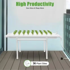 Hydroponiskt odlingssystem - NFT rörkit - 1 Lager - 36 Planteringshål - 4 Rör - PVC-U - Rör Ø6,3 cm - Hålavstånd 8 cm - Vit