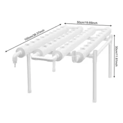 Hydroponiskt odlingssystem - NFT rörkit - 1 Lager - 36 Planteringshål - 4 Rör - PVC-U - Rör Ø6,3 cm - Hålavstånd 8 cm - Vit