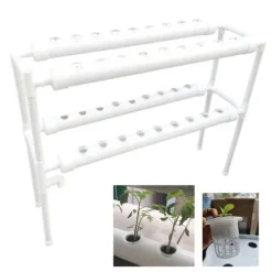 Hydroponiskt odlingssystem - 2-lagers NFT rörkit - 72 hål - 32 mm håldiameter - 220V/50Hz - Balkong - Utan vattentank - Vit