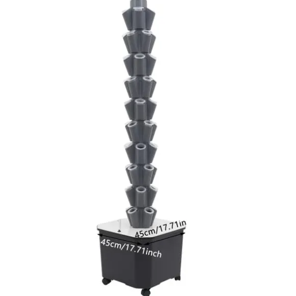 Hydroponiskt odlingssystem, vertikal design, 50 planteringshål,Grå