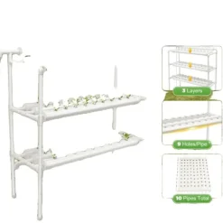 Hydroponiskt odlingssystem, 90 växtplatser, hållbar PVC-konstruktion, inomhus/utomhus användning