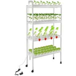 Hydroponiskt Odlingssystem - 4 Våningar 108 Odlingsplatser - Timerstyrd Vattenpump - PVC - Hydroponiskt Odlingskit - För Sallad Raps Betor