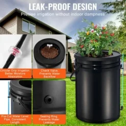 Hydroponiskt odlingssystem, Deep Water Culture 4 hinkar 30x30x38 cm, svart, PP-material