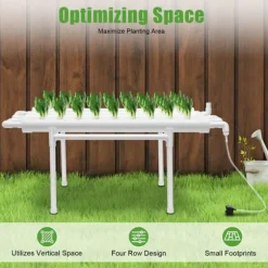 Hydroponiskt odlingssystem - 1-lagers rörsystem - 54 odlingsplatser - PVC-U - Rör Ø 6,3 cm, Hål Ø 3,2 cm - Vattensnålt - Ljusgrå