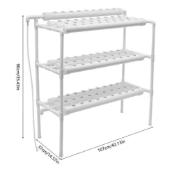 Hydroponiskt odlingssystem, 3-vånings PVC-rörsystem, 90 odlingsplatser