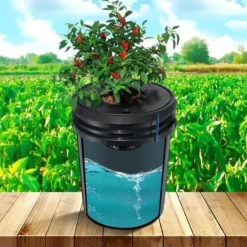 Hydroponiskt odlingssystem, Deep Water Culture 8 hinkar, 30x30x38 cm, svart, PP-material