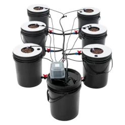 Hydroponiskt odlingssystem - kit - 7 delar - 20 l odlingshinkar - jordlös odling - med luftpump - svart