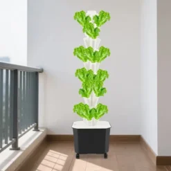 Hydroponiskt odlingssystem, vertikal design, 50 planteringshål,VIT