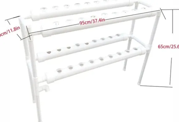 Hydroponiskt odlingssystem - Inomhus odlingskit - 36 odlingsplatser - 2 nivåer - För örter och grönsaker - Vit