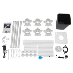 Hydroponiskt trädgårdssystem - Vertikalt odlingstorn - 30 Odlingshål - 6 Lager - 4 Växtlampor - 10 L Vattentank - Storlek 39×39×97 cm - Vit