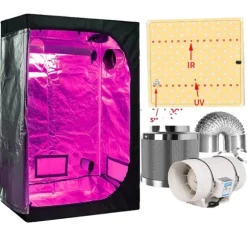 Hydroponiskt växtsystem, Fullspektrum LED-lampor, Kompletta växttältkit,150x150x200cm kit, Paket C-a