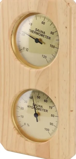 Hygrometer termometer bastu två i ett, inomhusfuktighet och temperaturmätning basturum träbastuhygometer, lämplig för hemmabastu