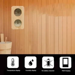Hygrometer termometer bastu två i ett, inomhusfuktighet och temperaturmätning basturum träbastuhygometer, lämplig för hemmabastu