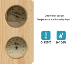 Hygrometer termometer bastu två i ett, inomhusfuktighet och temperaturmätning basturum träbastuhygometer, lämplig för hemmabastu