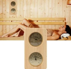 Hygrometer termometer bastu två i ett, inomhusfuktighet och temperaturmätning basturum träbastuhygometer, lämplig för hemmabastu