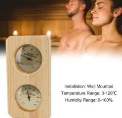 Hygrometer termometer bastu två i ett, inomhusfuktighet och temperaturmätning basturum träbastuhygometer, lämplig för hemmabastu