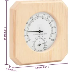 2-i-1 Bastutermometer & Hygrometer med Sandur | Färg: Massiv furu | Storlek: Standard