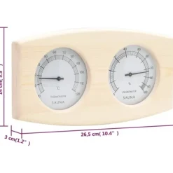 2-i-1 Bastutermometer & hygrometer med sandur i massiv furu | Färg: Naturlig | Storlek: 15 min