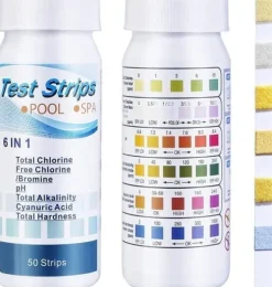 6-i-1 Pool- och Spa-teststickor , Vattentestare 50-pack - pH, Klor, Alkalinitet, Cyanursyra, Hårdhet