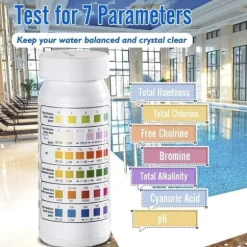 6-i-1 Pool- och Spa-teststickor , Vattentestare 50-pack - pH, Klor, Alkalinitet, Cyanursyra, Hårdhet