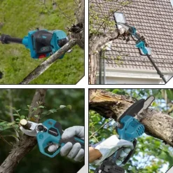 3in1 Electric High Branch Saw with 2 Batteries 20000RPM Cordless Telescoping High Pruning Shear Garden Power Tool