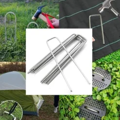 INF 100 st U-formade förankringspinnar för trädgård Silver