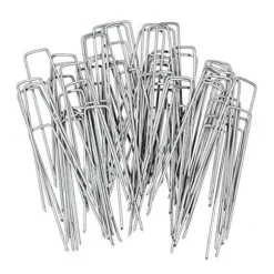 INF 100 st U-formade förankringspinnar för trädgård Silver
